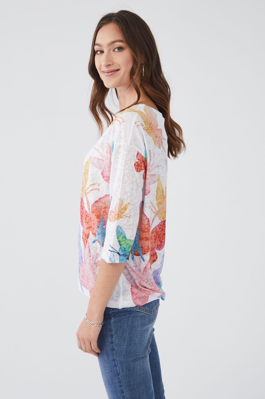 Drop Shoulder Round Neck Alpaca Top - Navy