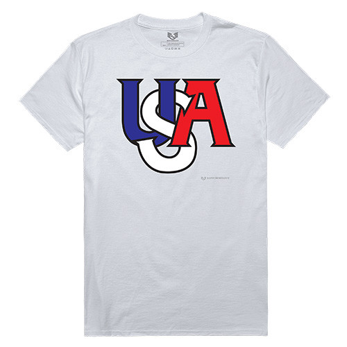 White Tee With Bold RWB USA Lettering  GRAPHIC TEE T-Shirt