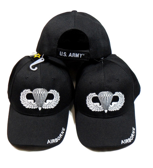 3 pack Airborne Hat With Wings U.S. Army Black Baseball Cap Hat 