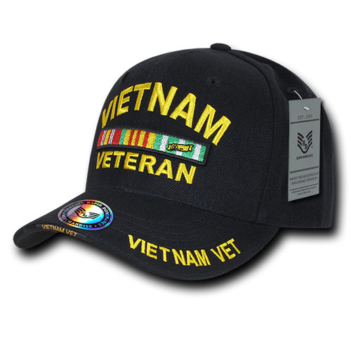 Vietnam Veteran with Ribbons Black Military Hat Baseball Cap Hat 
