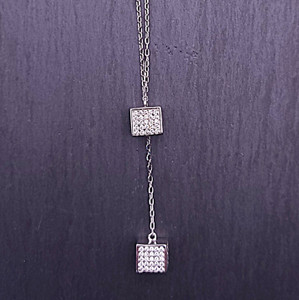 Square CZ Halo Necklace