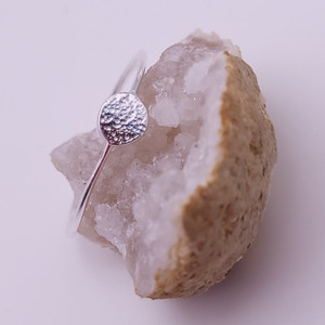 Silver Ring Hammered Oval Detail