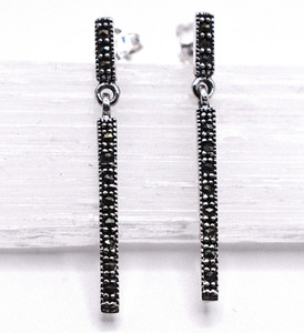 Silver Earrings with Marcasite