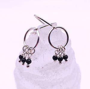 Threader Earrings with Black Agate