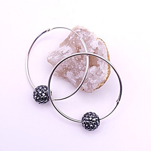 Silver Hoop Crystal Earring