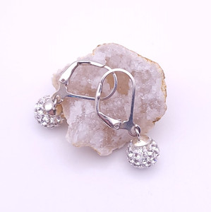 Silver Lever Back Crystal Earrings