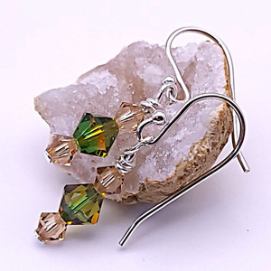 Light Topaz and Green AB Crystal Earrings Light Topaz and Green AB Crystal Earrings