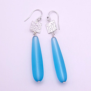 Turquoise Tear Drop Sea Glass Earrings Turquoise Tear Drop Sea Glass Earrings