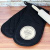 Black Personalised Oven Gloves