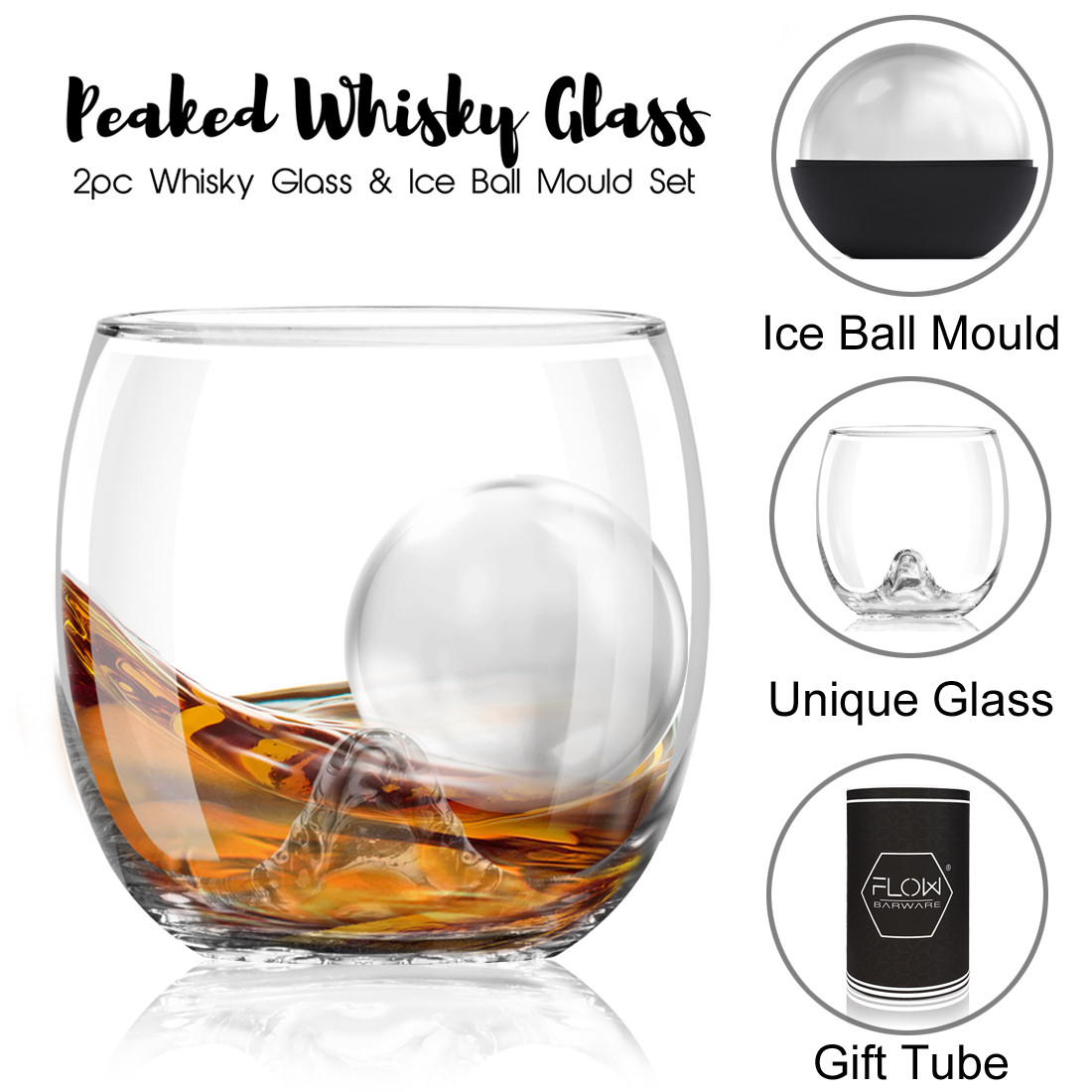 Crystal Whiskey Glass & Ice Ball Mould Set The Kitchen Gift Company