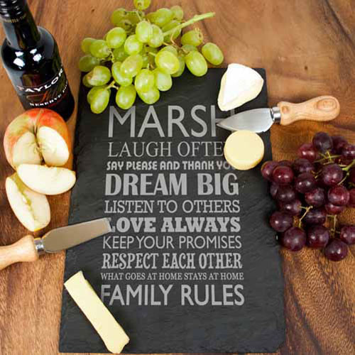 Personalised Family Rules Welsh Slate Cheese Board The Kitchen