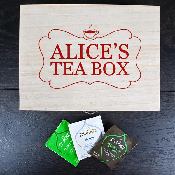 Personalised Wooden Tea Box with Pukka Teas The Kitchen Gift Company