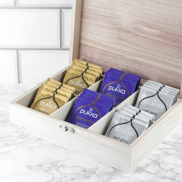 Personalised Wooden Tea Box with Pukka Teas The Kitchen Gift Company