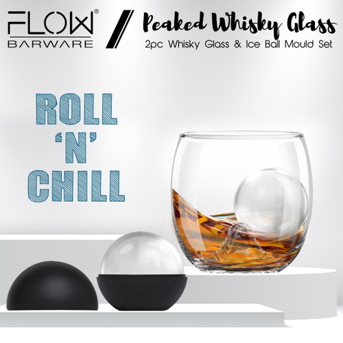 Whiskey Glasses and Sphere Ice Ball Maker Ice Mold Whiskey Chilling Barware  Set