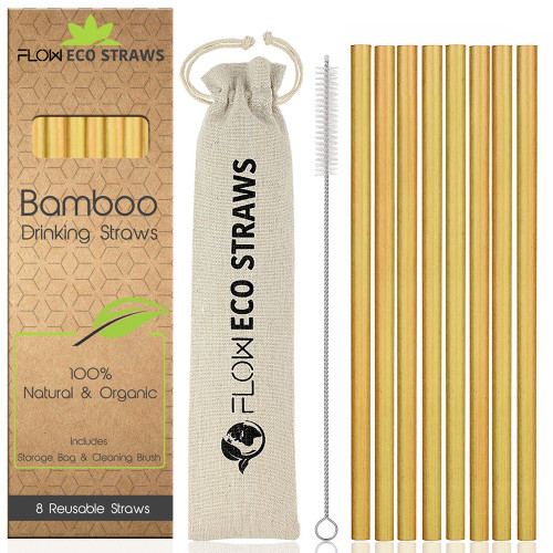 FLOW Barware Reusable Bamboo Straws