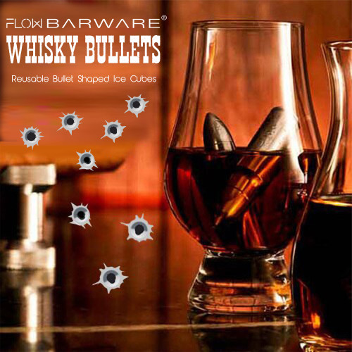 XL Whisky Bullets  Reusable Bullet Ice Cube Whiskey Stones – FLOW Barware®