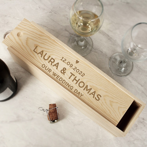 Personalised Wedding Day Wooden Wine Box