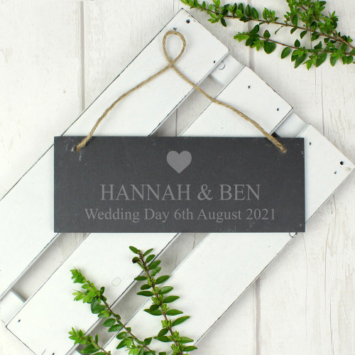 Personalised Slate Plaque with Heart Design