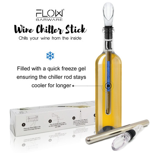 Wine Cooler Rod,fast Wine Chiller With Stainless Steel Wine Pouer And Chill  Rod,wine Bottle Cooler Stick With Aerator Pourer