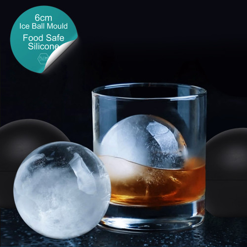 Helpcook Ice Ball Molds 4 Pack,Whiskey Ice Mold,Silicone Sphere Ice Molds  with Built-in Funnel,Large Round Ice Cube Molds Ice Ball Maker Makes 2.5