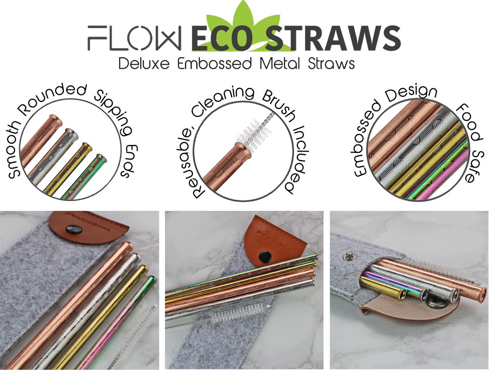 Embossed metal straws flowecostraws