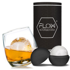 FLOW Barware Rocking Whiskey Glass & Ice Ball Gift Set