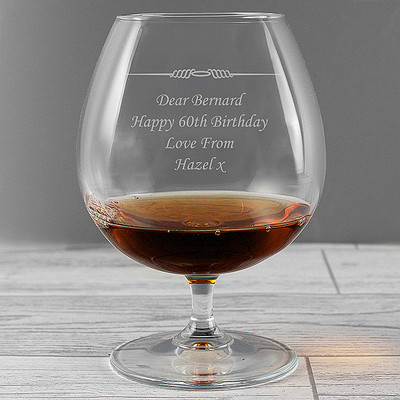 Etched Brandy Glass - Great Gift for Him