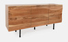 three door sideboard made out of natural acacia wood and iron metal legs