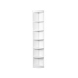 Apollo 6 Shelves Small Corner Bookcase - White