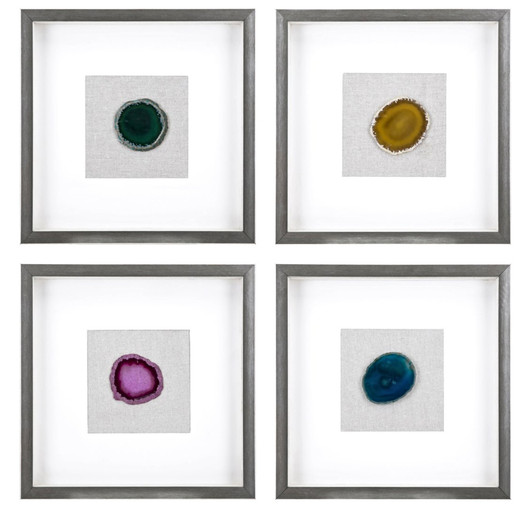 4 Color Agate Stone in Framed (4 pcs set)