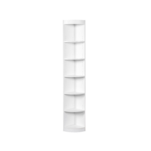 Apollo 6 Shelves Small Corner Bookcase - White