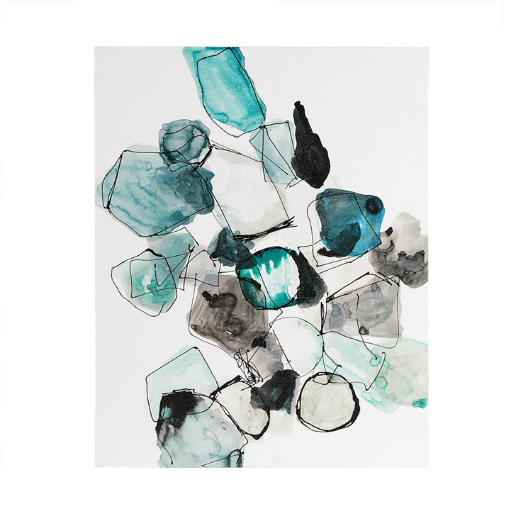 River Rocks Blue Gel Coated Canvas