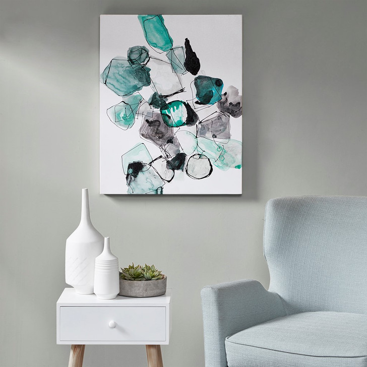 River Rocks Blue Gel Coated Canvas