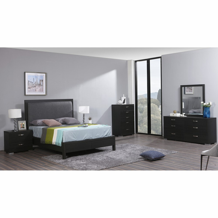 daytona collection including storage bed, nightstand, mirror, double dresser, and high chest.