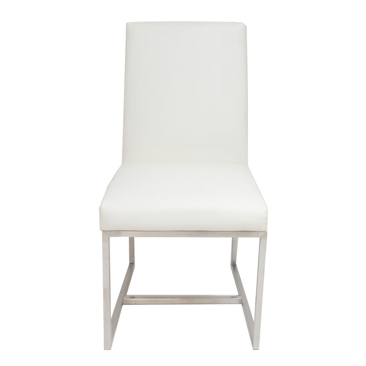straight on view of white leather chair