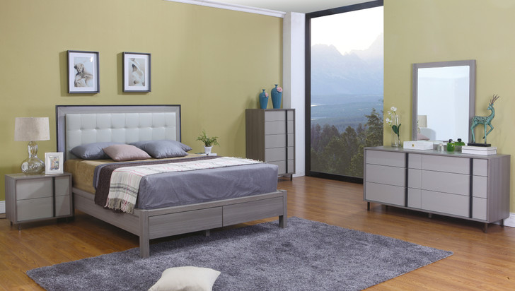 liverpool collection with bed, dresser, mirror, nightstand, at high chest