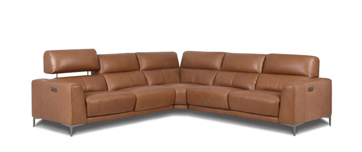 Luciana 5 piece Leather Sectional with 3 Power Recliner