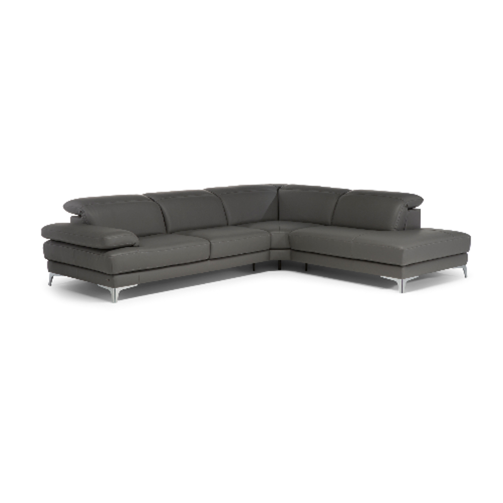 large stationary light grey l-shaped sectional with metal legs