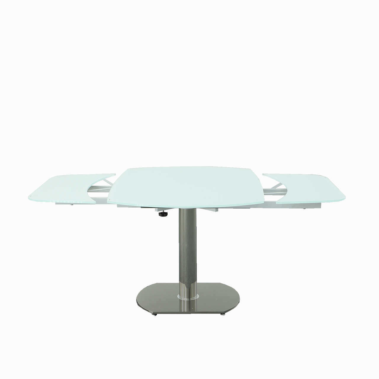 modern glass dining table with steel legs