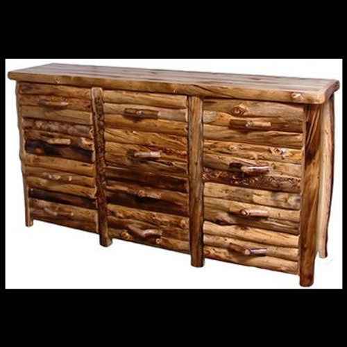 12 Drawer Dresser in Log Front (84″W)
in Wild Panel & Natural Log
84"W x 20"D x 45"H