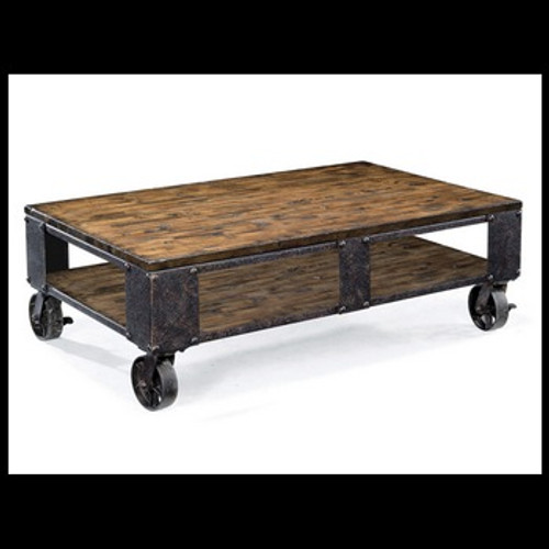 The Pinebrook Collection consists of two different sized coffee tables, two different sized open end tables, an enclosed end table, round end table and sofa table.&nbsp; It is made from pine solids, pine veneer, metal and casters. Please state the item you are interested in for a quote. Please call or send a request a quote for sizes, also.