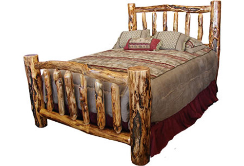 Traditional Queen Bed shown in Gnarly Log
Comes in Natural Panel or Wild Panel and Natural log or Gnarly log.
65"W x 93"L x 58"H