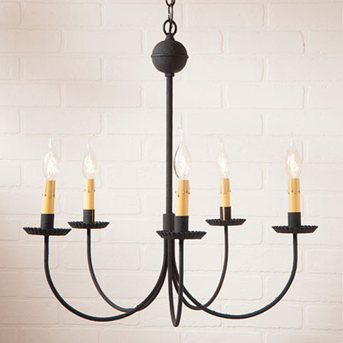 Large 5-Arm Primitive Chandelier in Textured Black