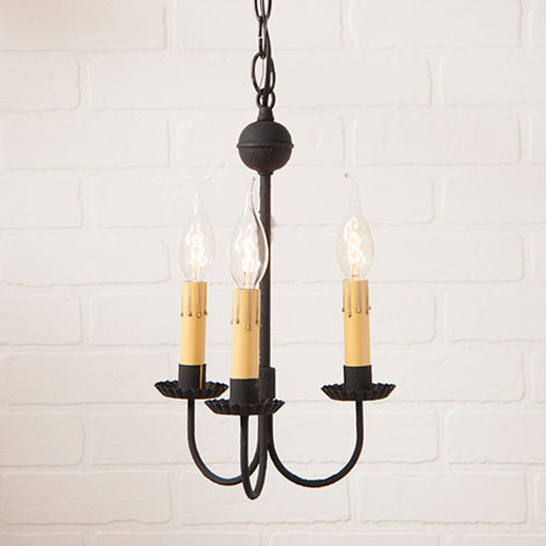 Small 3-Arm Primitive Chandelier in Textured Black