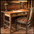 Individually hand crafted from bark on, kiln dried, Hickory Logs; finished with a  clear-coat catalyzed laquer for extra durability. Features 2 drawers with full extension ball-bearing glides. Also available in Open Style. Choose from Traditional Hickory, Rustic Maple, Rustic Alder, or Espresso Finish. Chair sold separately.