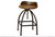 24-30" Adjustable Height Swivel barstool with wooden seat,Iron base: 16-1/2 x 16-1/2 x 26-3/4