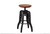 24-30" Adjustable Height Swivel Stool, Wooden Seat, Iron base: 15 x 15 x 24