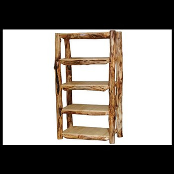 This aspen furniture is made with natural or wild panel, natural or gnarly logs and flat or log fronts. & nbsp; The display shelves come in many sizes. from 24", 36", 48", 60" and 72" wide and 45", 65" and 85" heights. The short shelves come with three shelves. The medium size comes with four shelves and the tall come with five shelves.