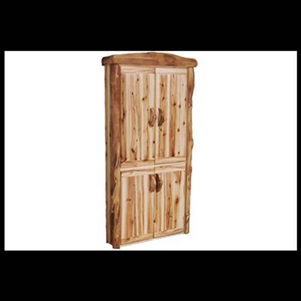 Corner Cabinet in Flat Front (39″W)
shown in Wild Panel & Natural Log
Comes in Flat or log front.
Finishes to choose from: Natural Panel or Wild Panel,
and Natural Log or Gnarly Log.
39"W x 26"D x 75"H