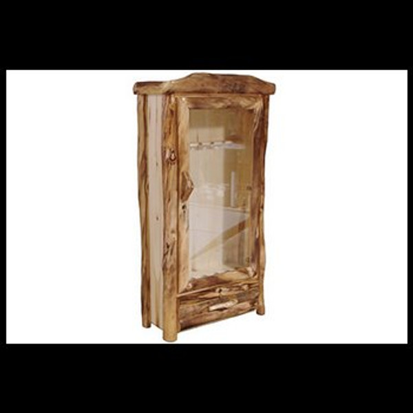 1 Drawer Gun Cabinet in Log Front (39″W)
shown in Natural Panel & Natural Log.
Comes in flat or log front. 
Finishes to choose from: Natural Panel or Wild Panel,
and Natural Log or Gnarly Log.
39"W x 16"D x 65"H